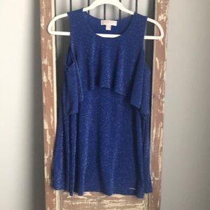 Michael Kors.  Blue with metallic sparkle long sleeve top. Size M.
